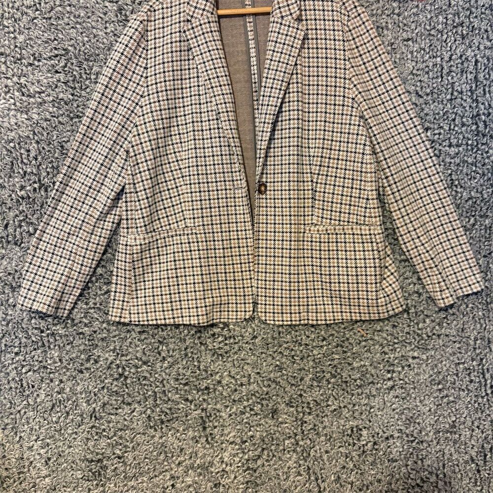 Lands' End Women's XL Checkered Blazer Multicolor Basic Jacket
